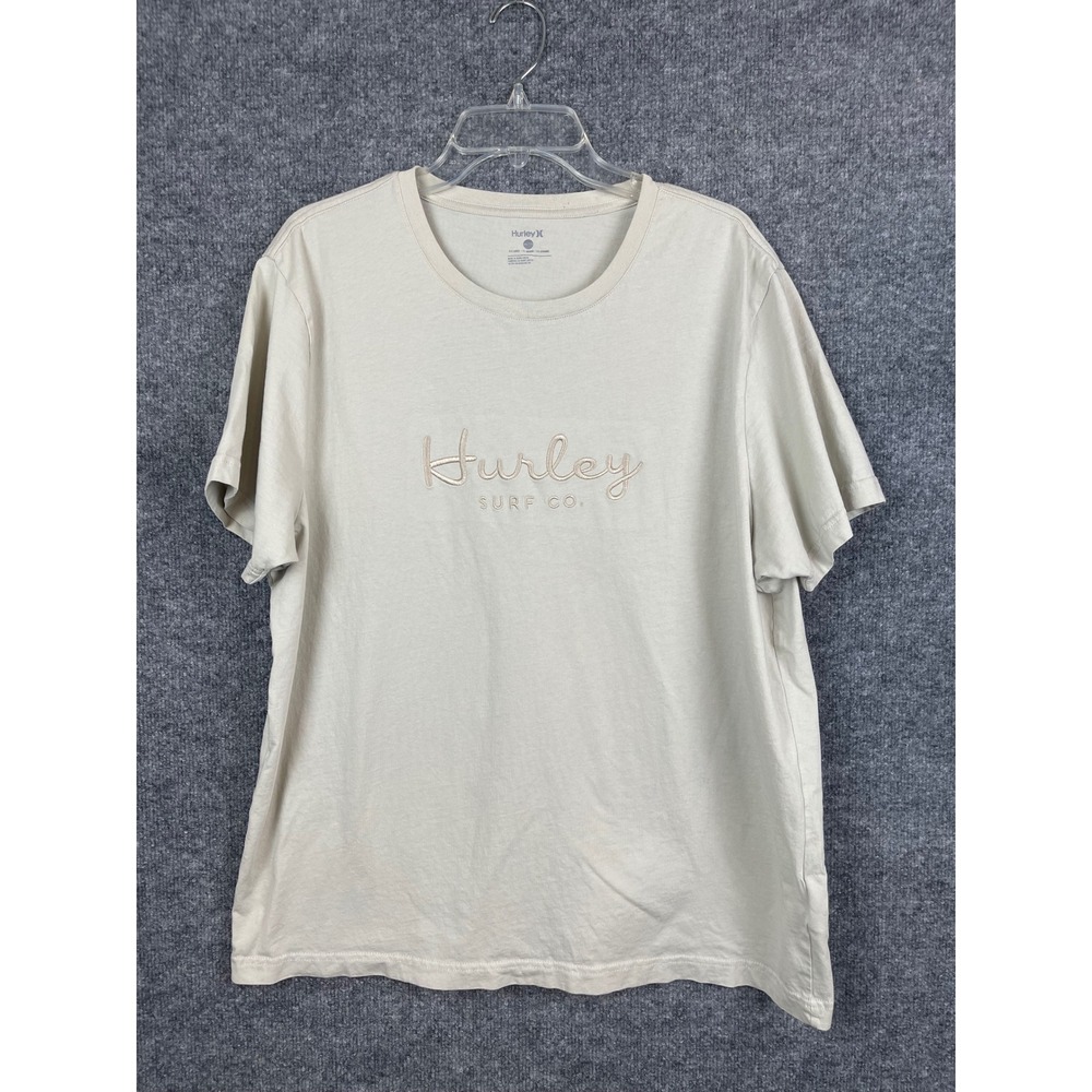 Hurley T-Shirt Mens XXL Tan Good Embroidered‎ Logo Surf Co Short Sleeve Tee